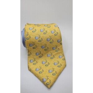 Tommy Hilfiger Yellow 100% Silk Fish Pattern Tie